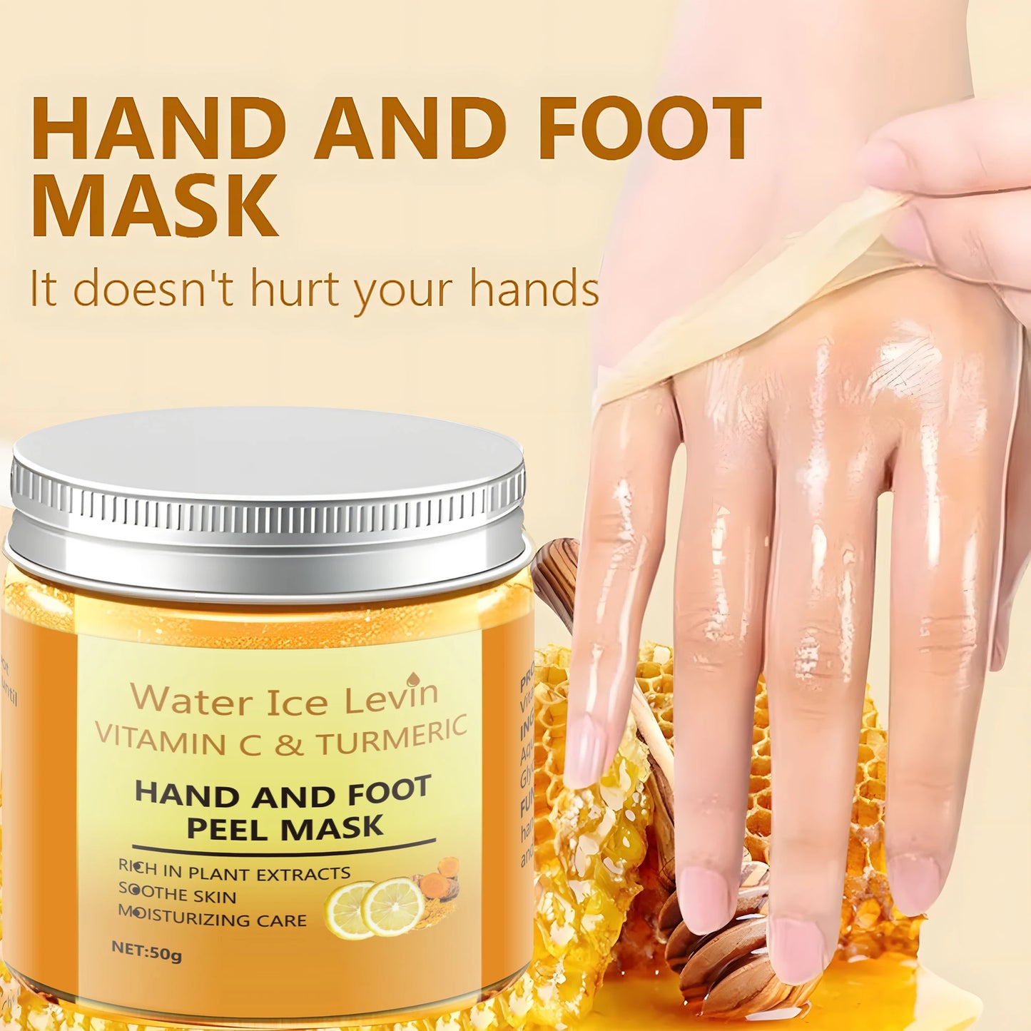 50g Turmeric Vitamin C Hand and Foot Mask, Plant Care, Moisturizing and Moisturizing, Instant Wash, Smooth Repair, Light Skin Nutrition, One Step Fresh Skin