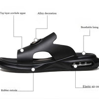 Luxury Men's Genuine Leather Sandals Classic Roman Men Shoes Slippers Soft Comfortable Men Non-slip Walking Slippers Footwea