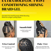 African Biotin Braid gel 100g Edges Control Twist Gel Tames Frizz & Edges Jojoba Oil Styling Braiding Gel Anti Hair Loss Wax，Loc