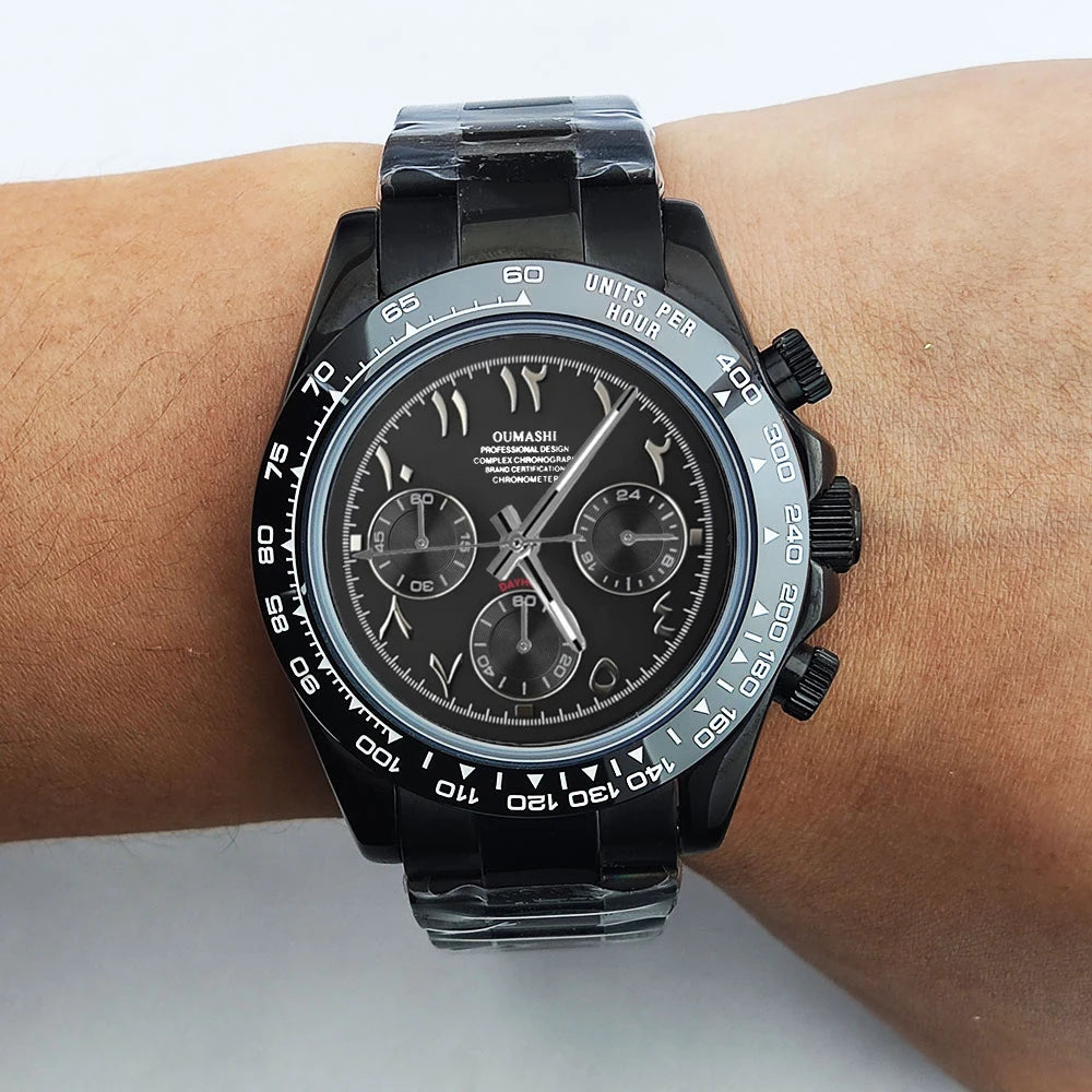 39.3mm VK63 Men's watch Arabian Dial customized Men's watch Luxury Quartz watch man VK63 Sport Chronograph Sapphire Glass watch