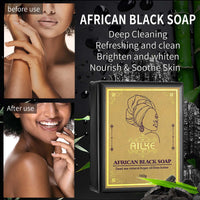AILKE African Natural Black Soap for Face and Body, Brightening Skin, Reduce Acne, Deep Cleansing, Oil Control, Moisturizing