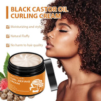50g Black Castor Oil Curly Hair Styling Cream - Moisturizing Hair Styling Cream Suitable for Normal Hair, Men and Women, Easy to Use and Carry with Plant Formulas