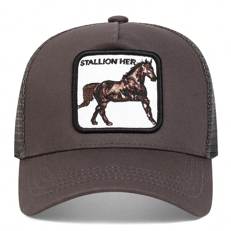 Unisex Horse Stallion Her Embroidery Embroidery Baseball Net Caps Spring and Summer Outdoor Adjustable Casual Hats Sunscreen Hat