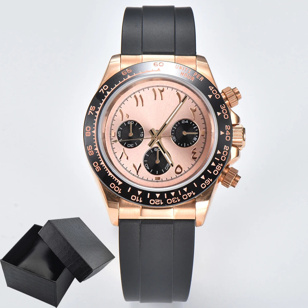 39.3mm VK63 Men's watch Arabian Dial customized Men's watch Luxury Quartz watch man VK63 Sport Chronograph Sapphire Glass watch