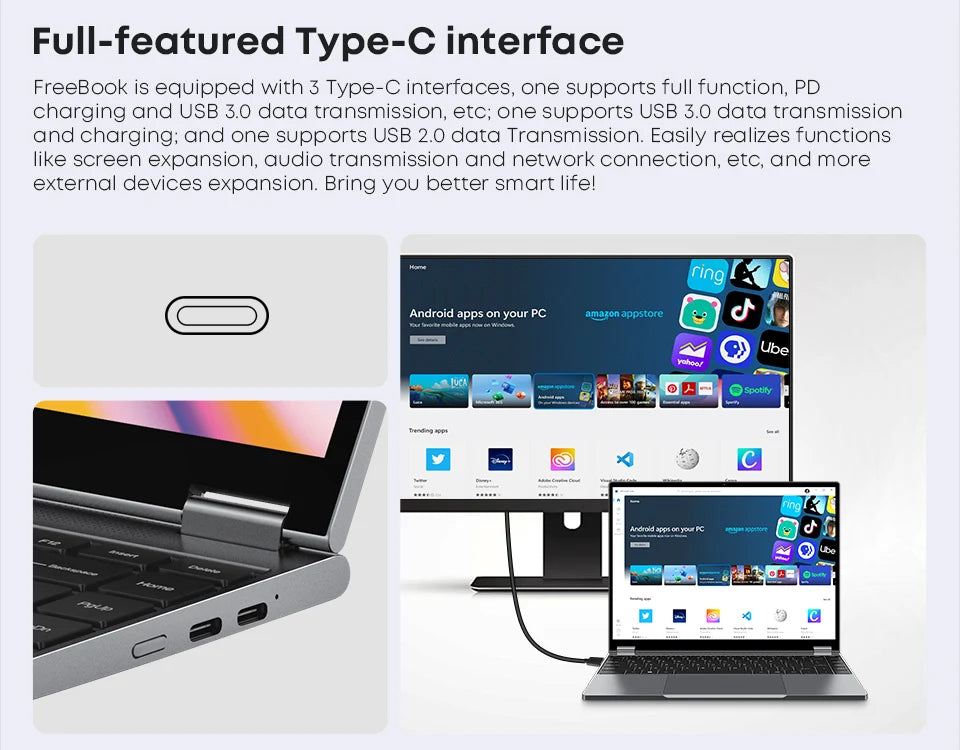 CHUWI FreeBook Laptop i3-1215U / N150 Processor 13.5" IPS Screen 2 In 1 Laptop Tablet PC 12GB RAM 512GB SSD Support Stylus