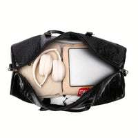 Large Capacity Retro Crocodile-Textured Duffel Bag with Adjustable Shoulder Strap, Stylish Gym,  Weekender & Overnight Bag
