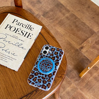 3D Luxury Leopard For Magsafe Grip Tok Phone Case for IPhone 17 16 15 13 Pro Max Wireless Charge Magnetic Stand Holder Cover