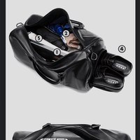 Retro New Short Trip Bag Large Capacity Sports Motorcycle Training Pu Waterproof Leisure Fitness Bag