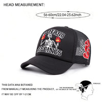 2025 Popular New Breathable Mesh Hat Fire Skull Rose Love Street Skateboarding Hip Hop Hat Leisure Sports Sun Hat Baseball Hat