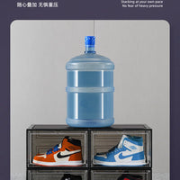 Transparent shoe box, hard box, magnetic storage, acrylic doll bag, hand-held storage box rack, front side opening shoe cabinet
