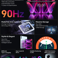 Teclast T60 Plus Tablet 12" 90Hz 2K Display Android 14 MTK G88 Octa-Core Max 16GB RAM 128GB ROM Widevine L1 4G LTE GPS 8000mAh