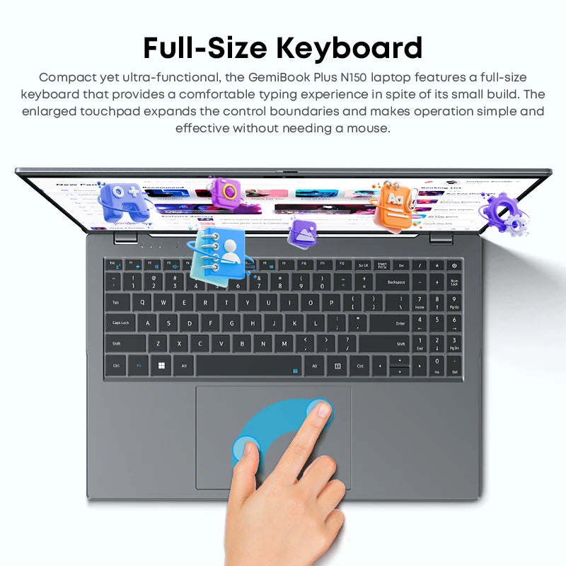 CHUWI GemiBook Plus Laptop Intel N150/N100 15.6 Inch 1920*1080 FHD Screen 16GB LPDDR5 512GB SSD Windows 11 WIFI 6 M.2 Up To 1T