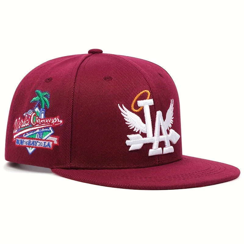 Fashion Unisex LA Embroidery Baseball Caps Los Angeles Snapback Hat Angel Wings Hip Hop Caps Outdoor Adjustable Casual Sun Hats