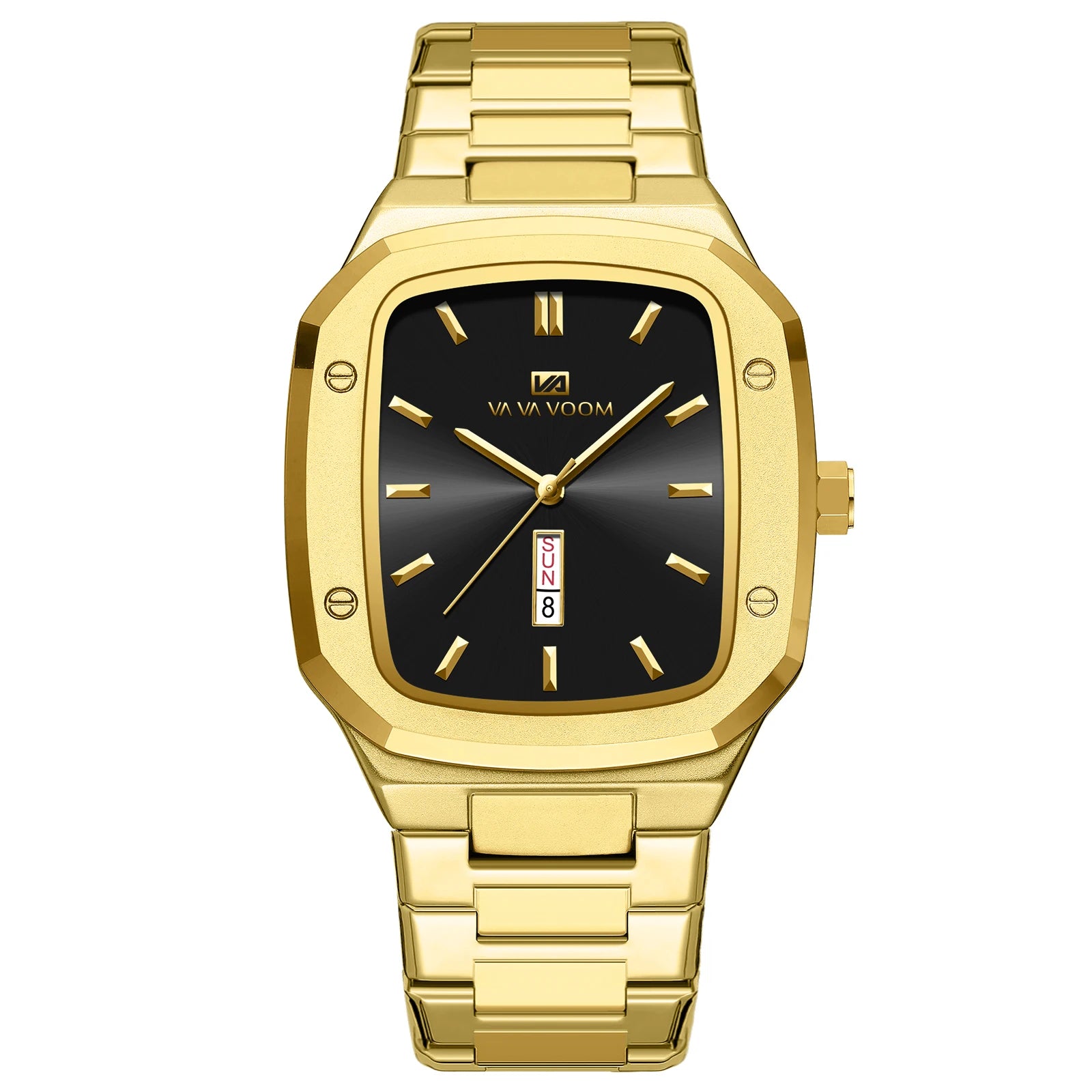 2025 New Men Watch Week Quartz Movement Square Stainless Steel Clock Gold Black Waterproof Luxury Brand Waterproof Sports Watch