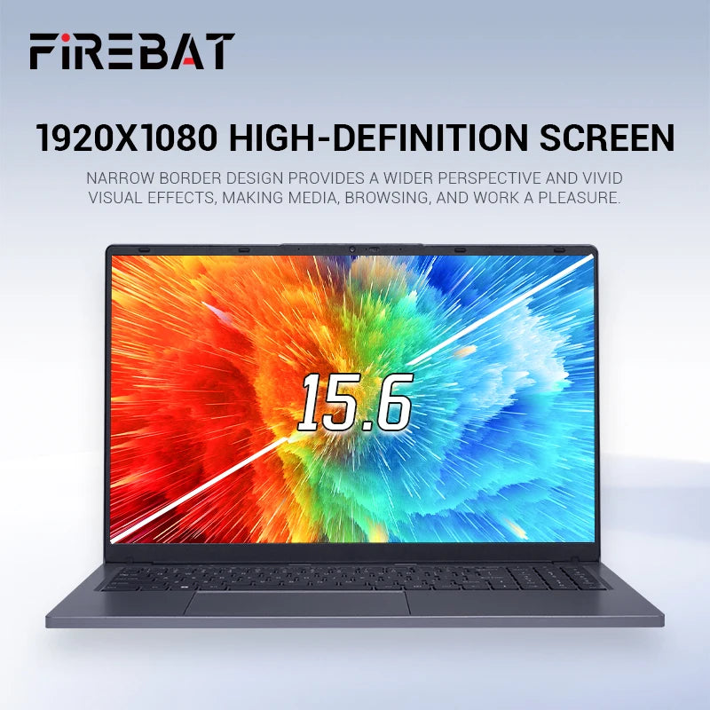 Firebat Laptop AT15 15.6 Inch Intel N150 DDR4 16GB RAM 512GB 1TB SSD 1920*1080 Windows 11 Notebook Backlit Integrated Numpad
