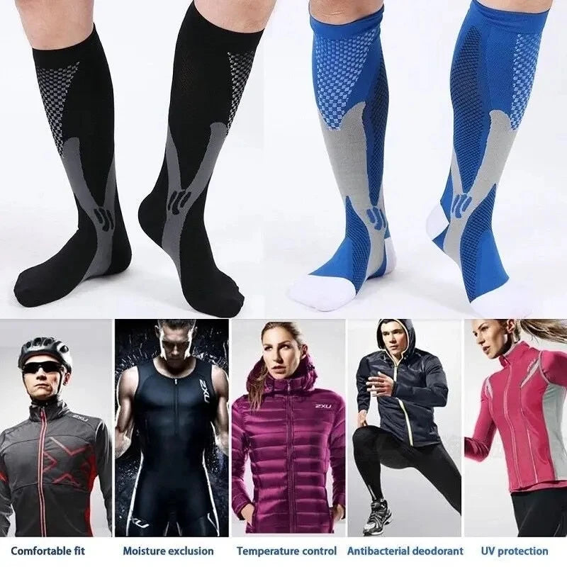 Compression Socks Men Running Cycling Sports Socks Basketball Football Golf Long Socks Varicose Veins Edema Circulation Medical