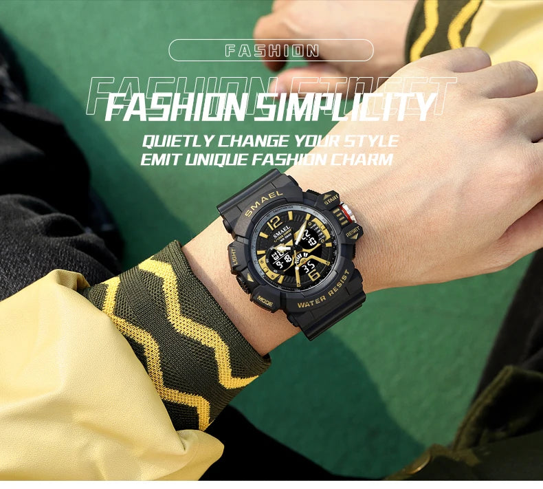 SMAEL Sport Watch for Men Waterproof Wristwatches Student Dual Display Digital Multi-function Stopwatch Clocks 8065 Male Watches