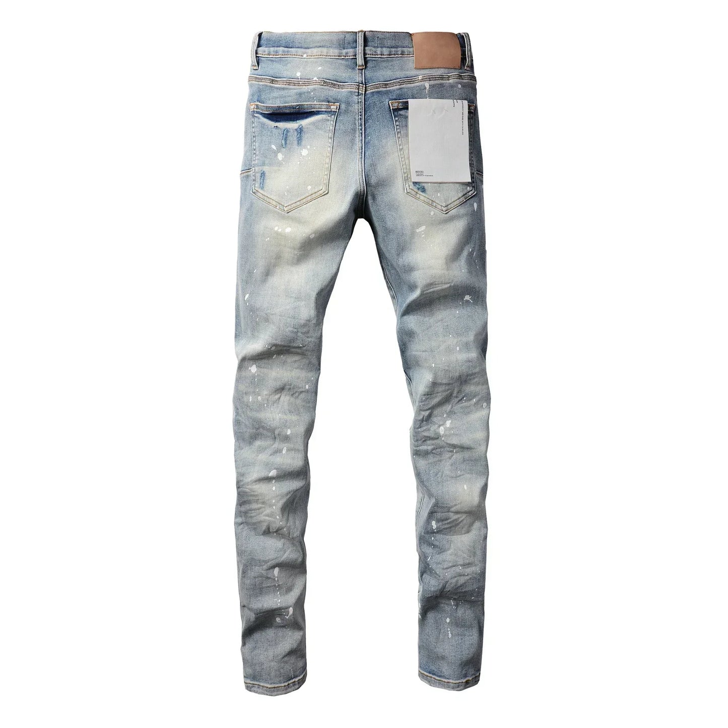 2025 Jeans Man's High Street Blue Ripped Distressed Skinny Jeans Low Rise Denim Trousers Fashion Repair Pants 9003