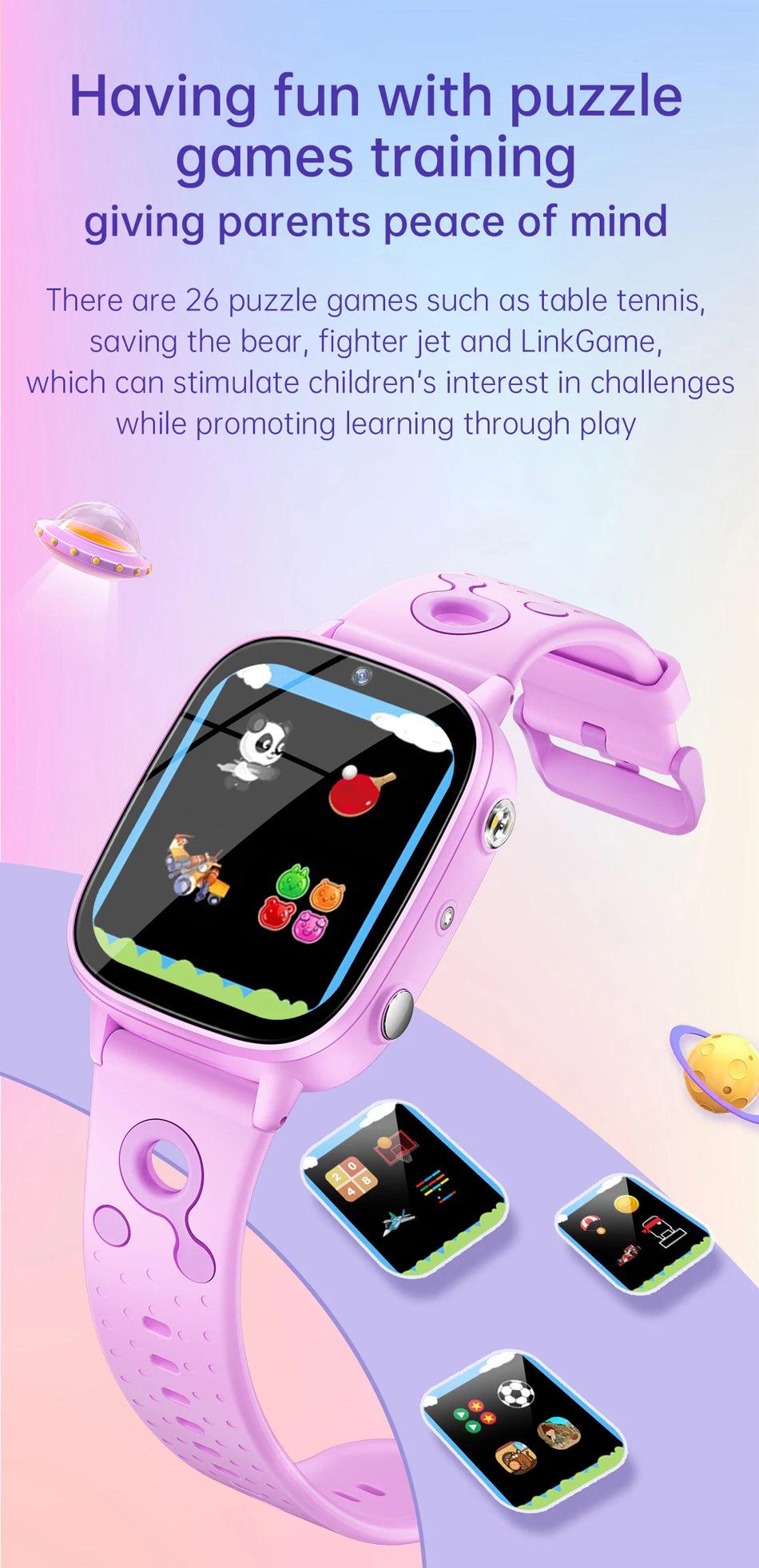 2025 New Smart Watch For Children HD Touch Screen Camera 26 Games Learn vocabulary Alarm Clock Calculator Birthday Gift Boy Girl