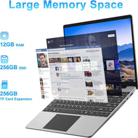 14 Inch Laptop PC 12GB LPDDR4 RAM 256GB SSD ROM 1080p FHD IPS Screen Windows 11 Computer with Celeron 4-Core Processor WIFI