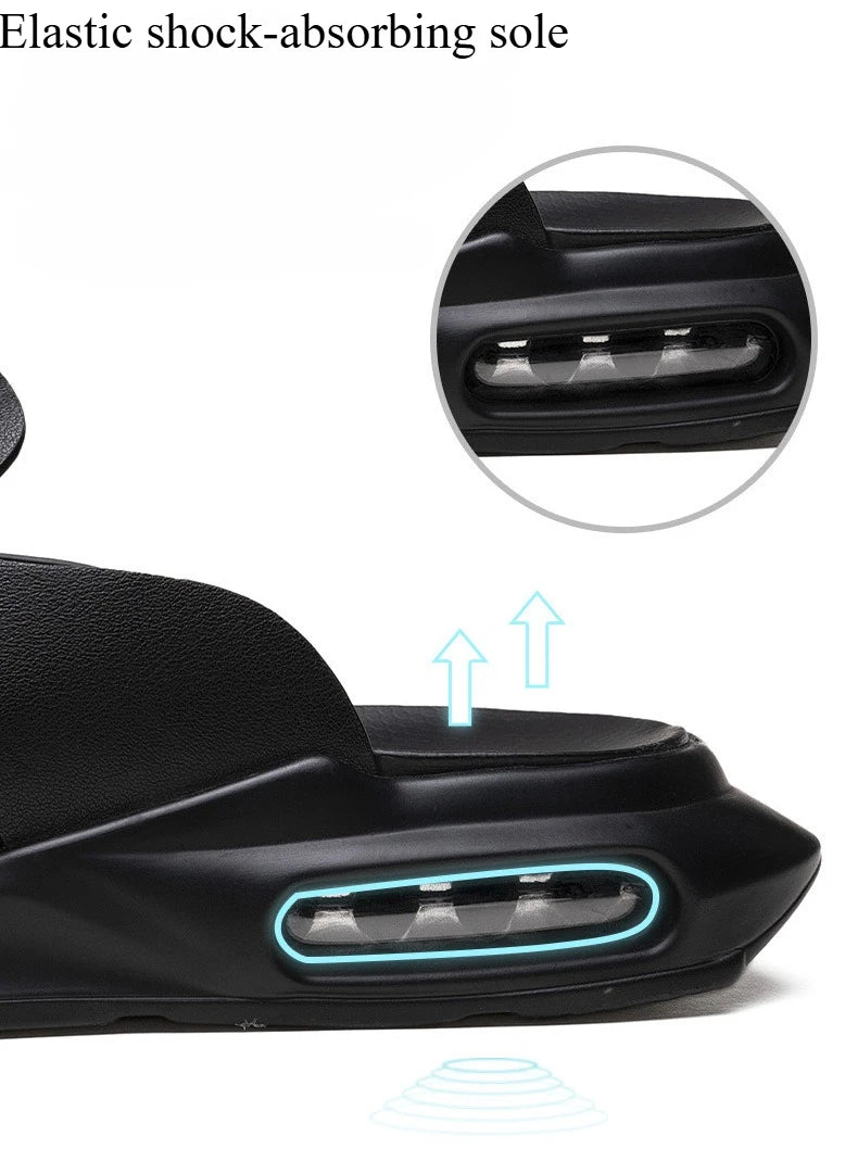 Luxury Men's Genuine Leather Sandals Classic Roman Men Shoes Slippers Soft Comfortable Men Non-slip Walking Slippers Footwea