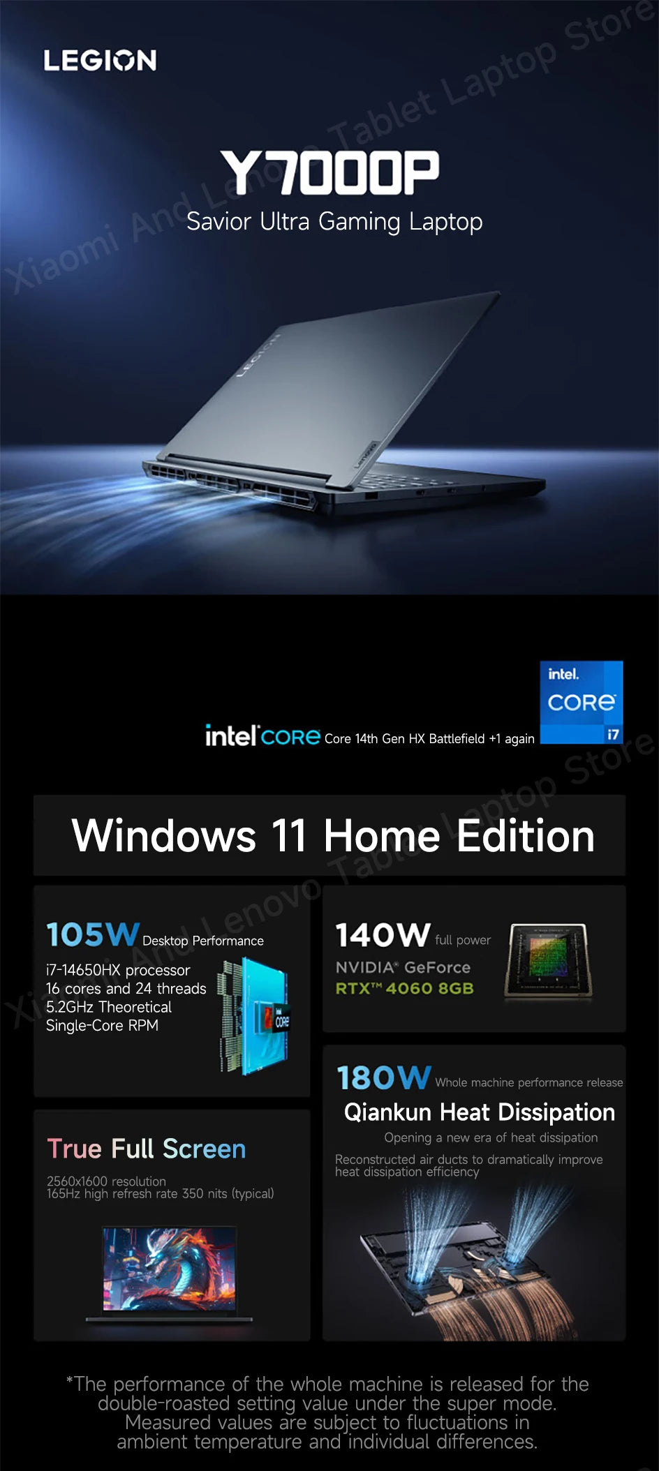 Lenovo Gaming laptop LEGION Y7000P 2024 notebook 16“ 2.5K 165HZ Screen i7-14650HX/14700HX 16G/32G RTX4060/RTX4070 computer PC