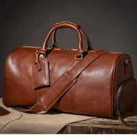 LUOKIR High Quality Men's Travel Bag Genuine Leather Luxury Luggage Bag Women's Weekend Duffle Bag Vintage Business Handbag