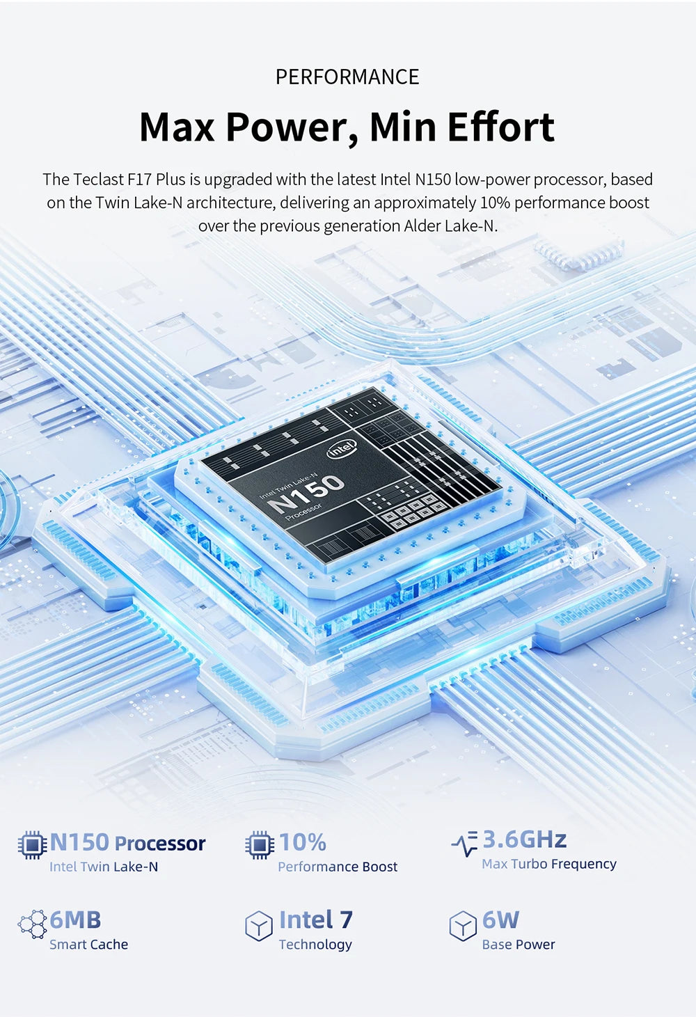 Teclast F17Plus 17.3 inch Laptop Intel N150 16GB RAM 512GB SSD Windows 11 Notebook 180° Flip Computer Backlit Keyboard mini-HDMI