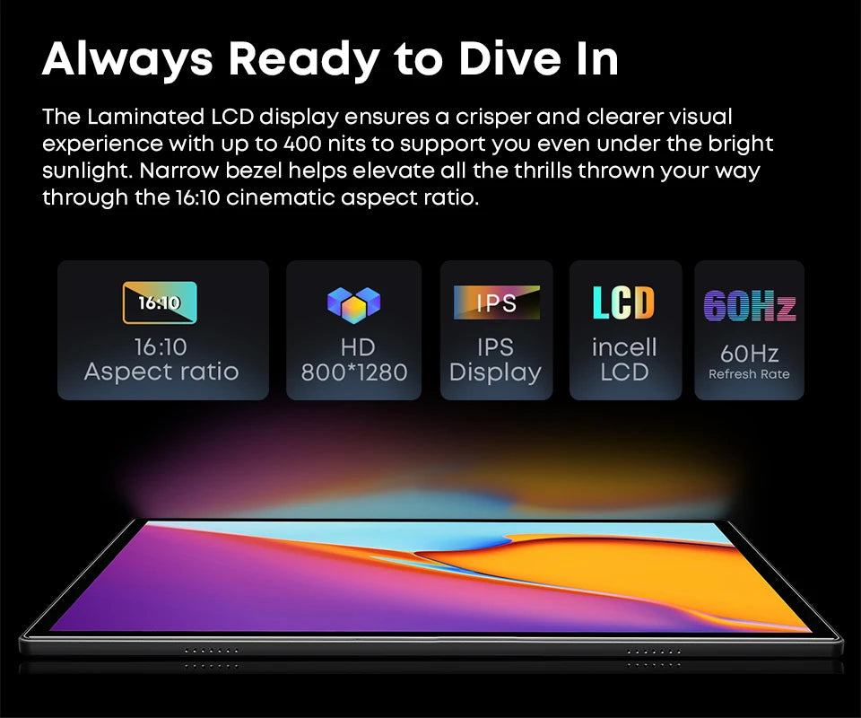 CHUWI Hi10X Pro Tablet 4G LTE Android 13 Widevine L1 10.1" IPS Core Unisoc T606 4GB RAM 128GB ROM Tablets 2.4G/5G Wifi 7000Mah