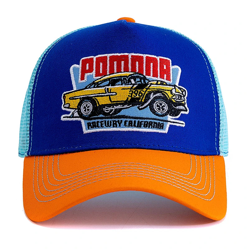 Hot Sale Unisex Summer Fishing Cap Breathable Mesh Trucker Hat Men Women Big Truck Embroidered Pattern Snapback Outdoor Hat