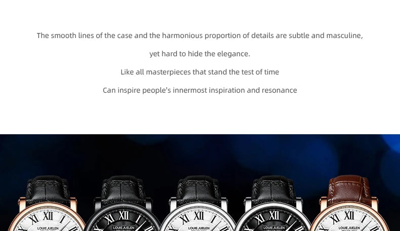 Fashion Mens Watches Top Brand Luxury Genuine Leather Strap Quartz Men's Watch Business Casual Date Chronograph Watch Men