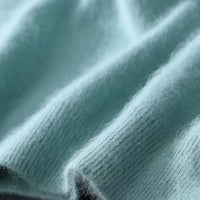 100% Mink Cashmere Knitted Short Sleeved Men's Loose Round Neck Solid Color Half Sleeved Simple T-Shirt Casual Business Cashmere