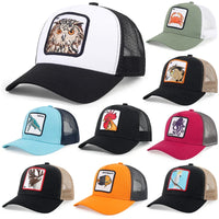 Men's Cartoon Animal Embroidered Baseball Caps Male Snapback Mesh Hats Hip Hop Caps for Men Female Outdoor Mesh Sun Hat