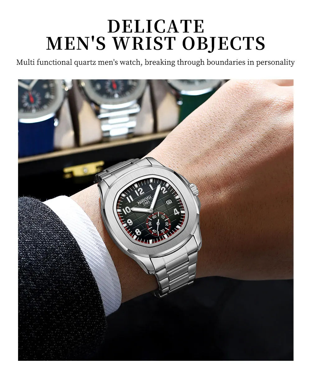 NIBOSI Brand Luxury Mens Watch Waterproof Luminous Digital Design Quartz Watch Casual Belt Date Watches For Men reloj hombre