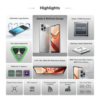 【Brand+】Global Version DOOGEE Note 58 8GB RAM 128GB ROM 6.75" HD+ 90Hz IPS Screen 6250mAh Large battery NFC Android 15