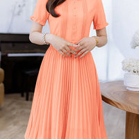 2025 ZANZEA Elegant Women Midi Dresses Summer Office Work Dress Short Sleeve O Neck Party Vestidos Pleated Sundress Robe Femme
