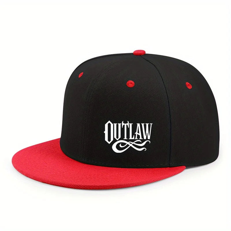 Unisex OUTLAW Printed Adjustable Baseball Cap  Men's and Women's Flat-brimmed Cap, Urban Street Style, Outdoor Activity Cap