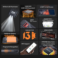 IP68 Waterproof Rugged Smartphone Android 13, Cubot KingKong 8, Octa-core, 12GB RAM(6+6GB), 256GB ROM, 10600mAh, 48MP Camera,NFC