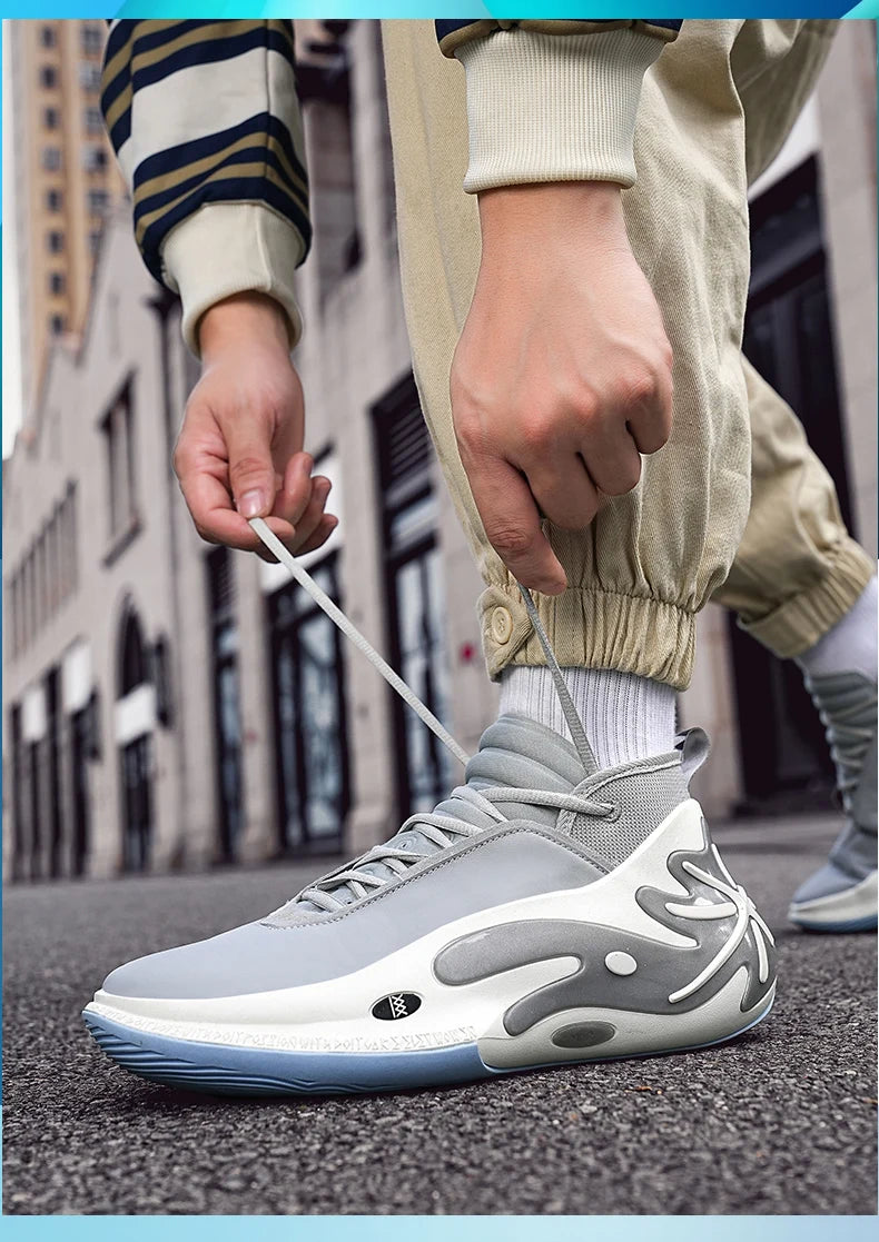 High-quality Men Basketball Shoes for Women Leather Basketball Sneakers Men Outdoor Rubber Anti Slip Sports Training Shoes Male