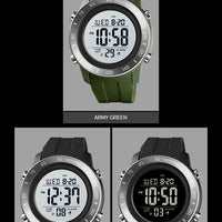 SKMEI 1524  2 Time LED Digital Wristwatches Mens Waterproof Chrono Count Down Male Hour montre homme Big Dial Sport Men Watch