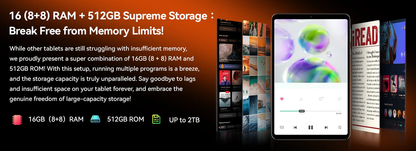 Headwolf FPad7Pro SIM 4G LTE Gaming Tablet 8.4" 2.5K FHD Display Screen 16GB 512GB MTK 7050 CPU,8MP/16MP Camera, WiFi 6 tablet