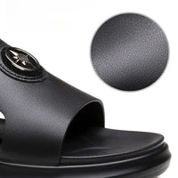 Luxury Men's Genuine Leather Sandals Classic Roman Men Shoes Slippers Soft Comfortable Men Non-slip Walking Slippers Footwea