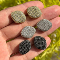 3Pcs/Lot Spacer Rhombus Beads Zirconia Paved Jewelry Finding Accessory 19x15.5x5mm