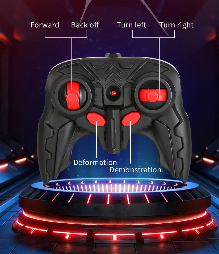 1:18 RC Transforming Car Robot Toy, LED Lights, 2.4GHz Drift Racing Vehicle, One-Button Transform, Rechargeable, 360° Rotation