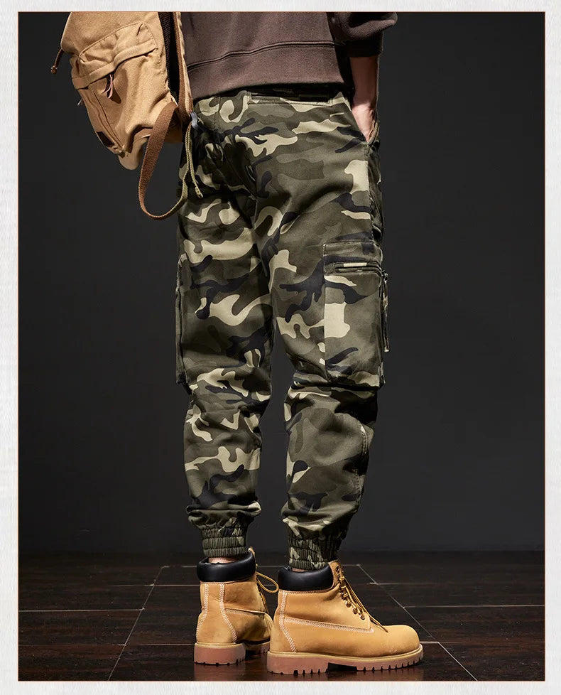 2025 NewMen's Fleece-Lined American Camouflage Casual Multi-Pocket Loose Zipper Jogger Pants Autumn Youth Trendy Workwear