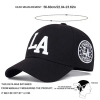 Unisex LA Letter Embroidery Snapback Baseball Caps Spring and Autumn Outdoor Adjustable Casual Hats Sunscreen Hat