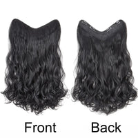 20Inch Synthetic Long Wavy Curly 4 Clip in Hair Extension V-shaped Heat Resistant Black Blonde Hairpiece for Women
