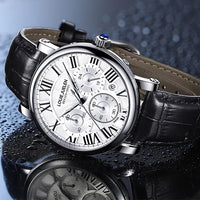 Fashion Mens Watches Top Brand Luxury Genuine Leather Strap Quartz Men's Watch Business Casual Date Chronograph Watch Men