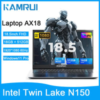 KAMRUI Laptop Computer 18.5" FHD 8000mAh Intel N150 Quad-Core Windows 11 PRO 16GB DDR4 RAM 512GB M.2 SSD WiFi5 Desktop Notebook