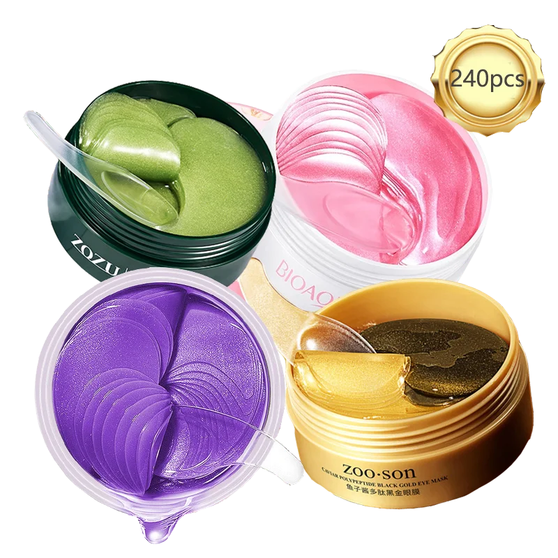 240pcs=120pairs Eye patches Hyaluron Acid & Gold & Seaweed & Black Pearl Hydrating Moisturizing Crystal Collagen Gel Eye Mask